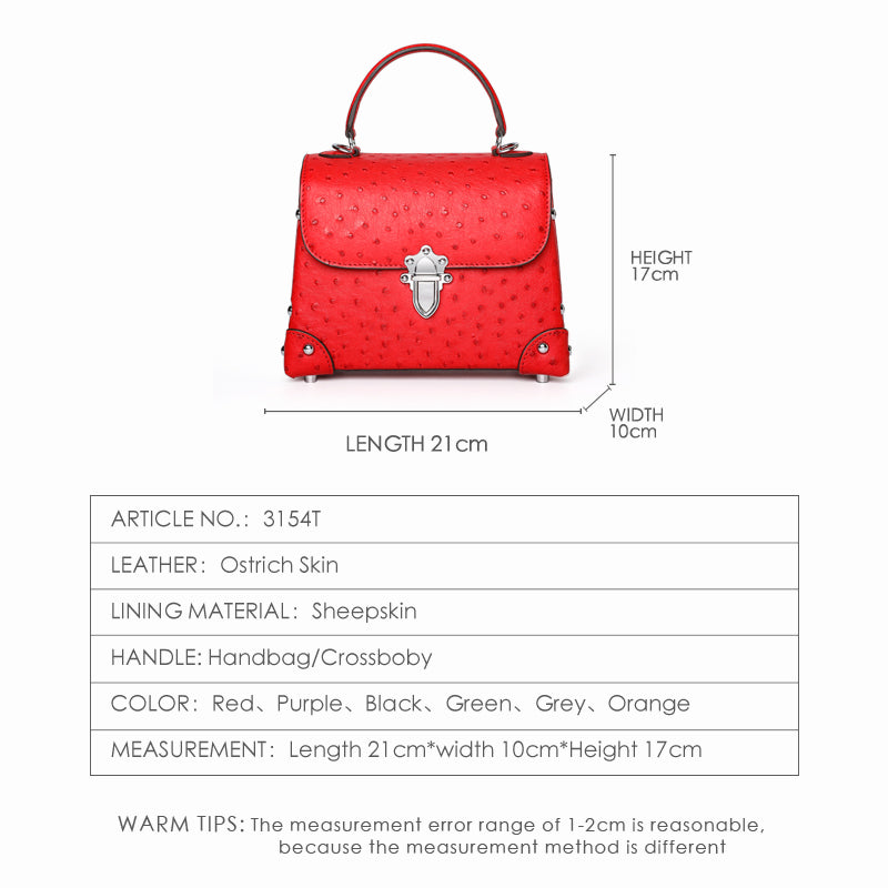 Ostrich Leather Women's Handbag